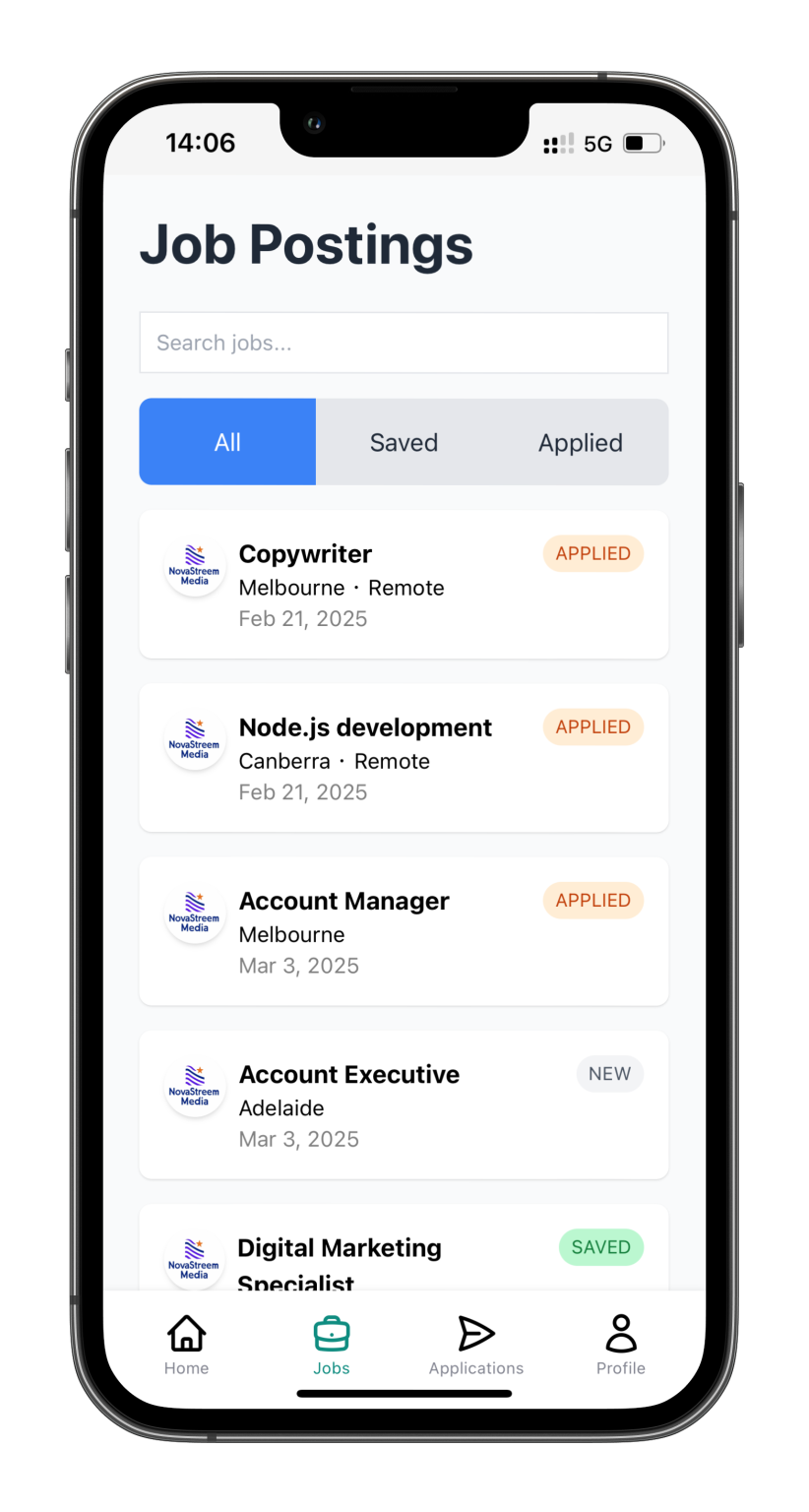 Student View: Job Listings