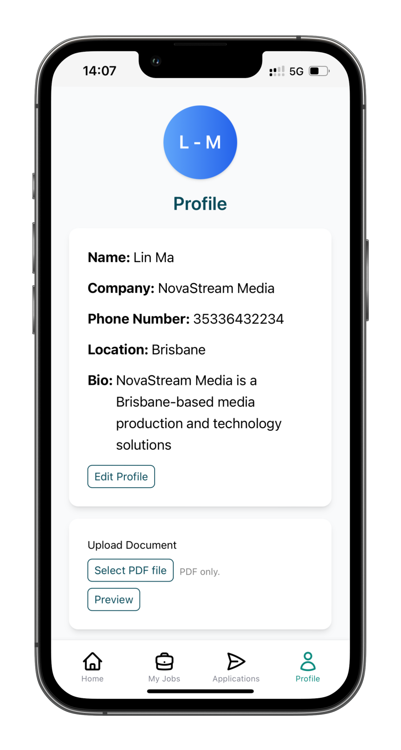 Recruiter View: My Profile