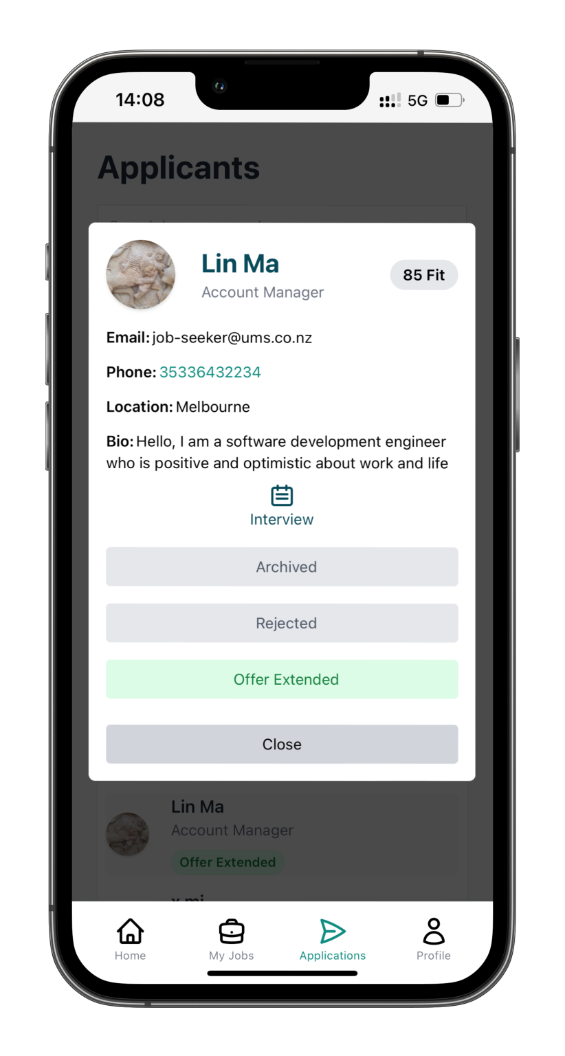 Recruiter View: Jobs Page
