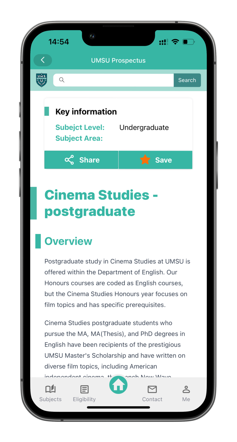 Subject details page