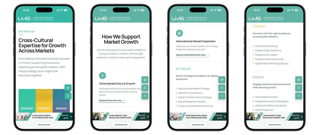 A Closer Look at the UMS Website: Our Services — Cross-Cultural Expertise for Growth Across Markets
